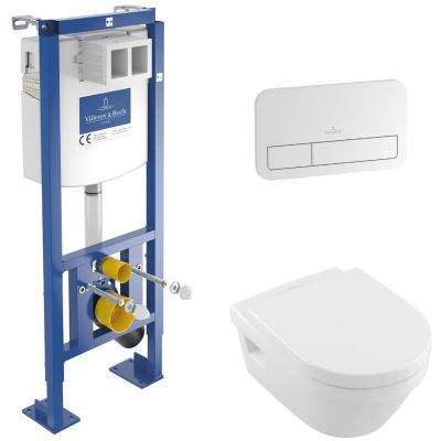 Pack wc suspendu sans bride architectura + abattant + plaque + b&acirc;ti villeroy , blanc