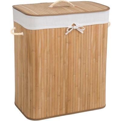 TecTake Panier &agrave; linge bambou rectangulaire - 100 L - beige