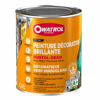 Peinture antirouille d&eacute;corative Owatrol RUSTOL DECO BRILLANT Bleu outremer RAL 5002 0.75 litre
