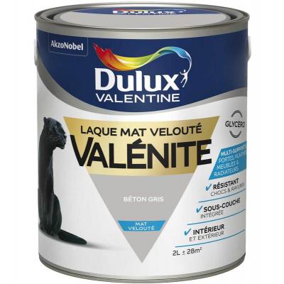 Peinture Laque Val&eacute;nite Mat B&eacute;ton Gris 2 l Dulux Valentine B&eacute;ton Gris