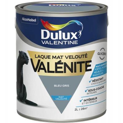 Laque boiseries et m&eacute;tal Val&eacute;nite Dulux Valentine mat bleu gris 2L