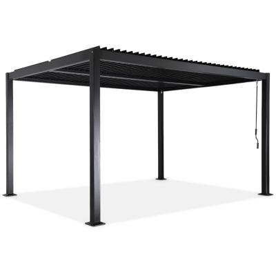 Pergola bioclimatique noir. aluminium et acier. 3x4m. lames orientables