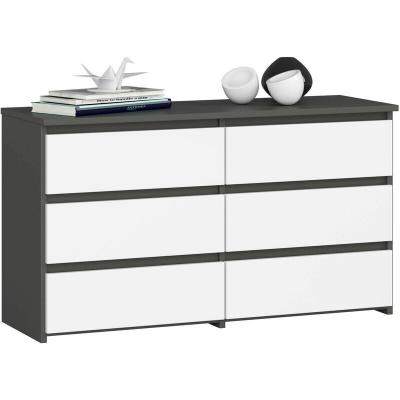 Commode - AKORD - CL100 - Gris Graphite - 6 tiroirs - Fa&ccedil;ade Blanche