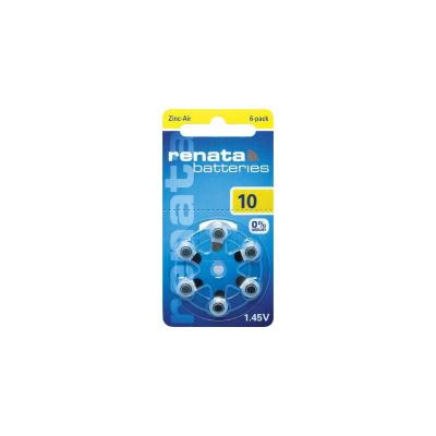 Renata Hearing Aid PR70 Lot de 6 Piles Bouton ZA 10 Zinc-air 105 mAh 1,4 V
