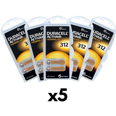 Piles Auditives Duracell Activair 312, 5 Plaquettes - Marron