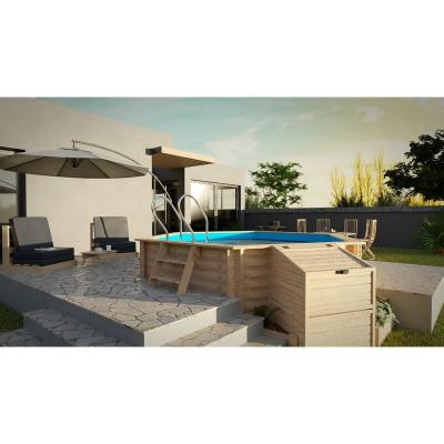 Piscine en bois trait&eacute; Vanille D 4 m x H 1,19 m
