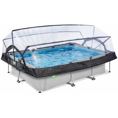 Piscine Soft Grey 300x200x65cm avec pompe filtrante et d&ocirc;me - gris