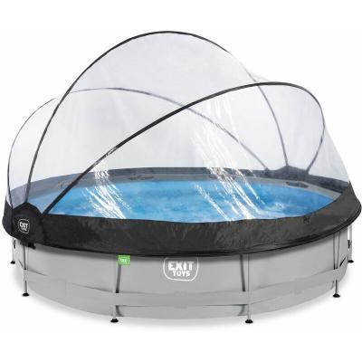 Piscine EXIT Soft Grey &oslash;360x76cm avec pompe filtrante et d&ocirc;me - gris