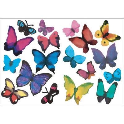 Sticker d&eacute;coratif autocollant, aquarelle artistique papillons, x2, 21,9 cm X 29,7 cm
