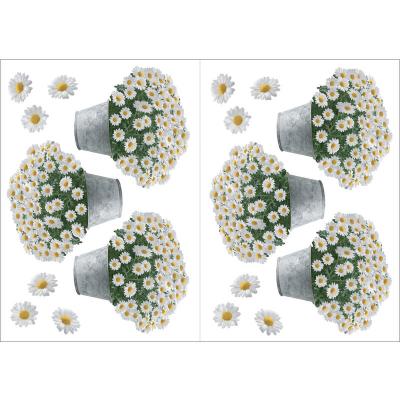 Sticker d&eacute;coratif autocollant, jolies paquerettes du printemps, x2, 21,9 cm X 29,7 cm