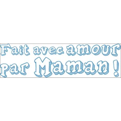Sticker d&eacute;coratif autocollant, pour enfant fait avec amour par ma maman, 24 cm X 68 cm