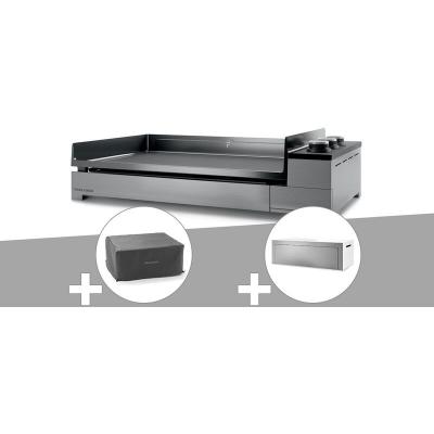 Plancha gaz premium 75 inox avec housse et couvercle pour plancha - forge adour