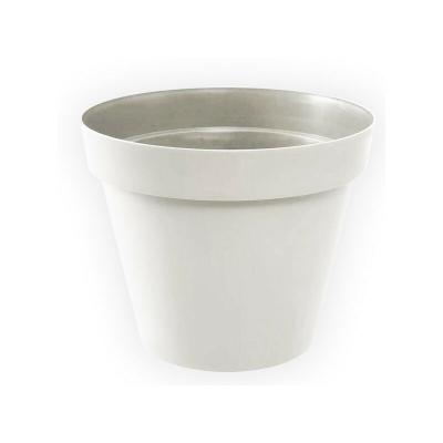 EDA Pot de fleur rond Toscane - &Oslash; 13,6 x H 11,6 cm - 1,1 L - Blanc