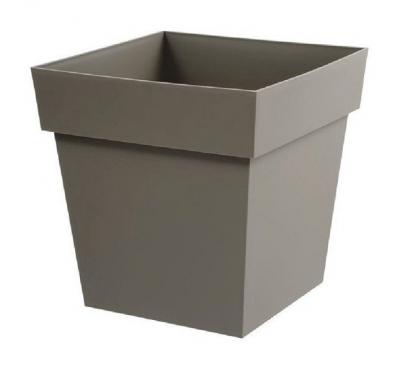 Pot carr&eacute; polypropyl&egrave;ne Eda Toscane taupe 39 x 39 x h.53 cm