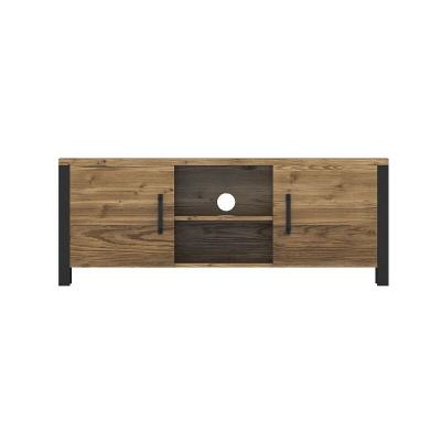 Meuble TV 150cm collection DARWIN. Couleur &eacute;pic&eacute;a et noir. 2 portes et 2 niches