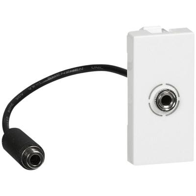 Prise audio jack 3.5mm femelle pr&eacute;connect bl Legrand mosaic - Blanc