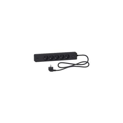Multiprise filaire, 5 prises + 2 USB, L.1.5m, noir SCHNEIDER ELECTRIC