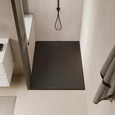 Receveur de douche 80 x 120 cm extra plat PIATTO en SoliCast&reg; surface ardois&eacute;e noir