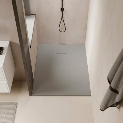 Receveur de douche 80 x 120 cm extra plat PIATTO en SoliCast&reg; surface ardois&eacute;e gris
