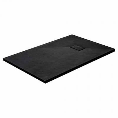 Receveur de douche 90 x 160 cm extra plat PIATTO en SoliCast&reg; surface ardois&eacute;e noir
