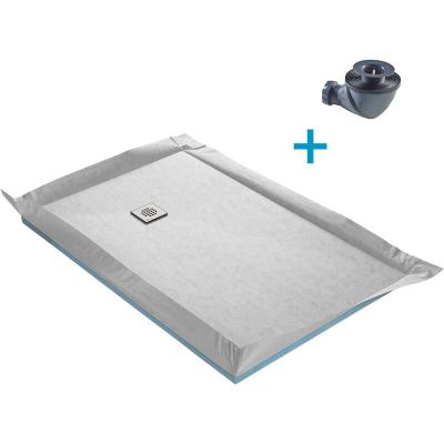 Receveur de douche &agrave; carreler standard + siphon 360&deg; + natte &eacute;tanche - 120 x 90 x 4 cm