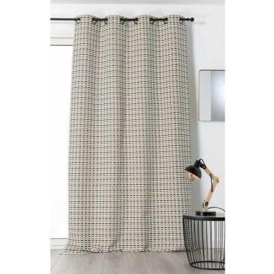 Rideau ambiance vintage stylis&eacute;e - 135x240cm - Blanc
