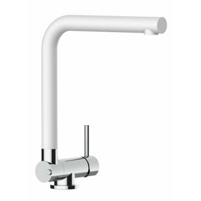 Mitigeur evier robinet cuisine bec pivotant 360&deg; et rabattable &agrave; 4,5 cm - QUARTZ BLANC