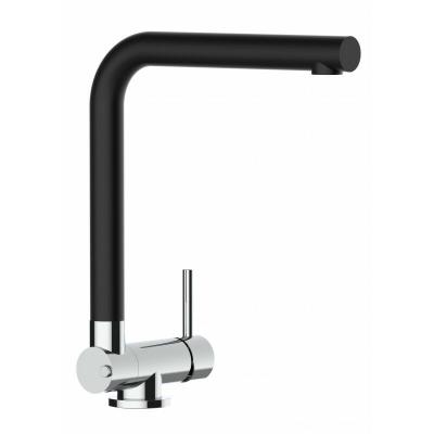Mitigeur evier robinet cuisine bec pivotant 360&deg; et rabattable &agrave; 4,5 cm QUARTZ NOIR