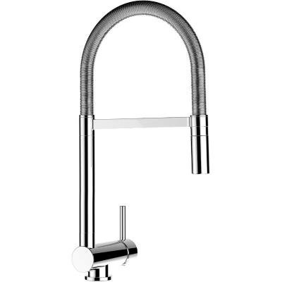 Robinet de cuisine chrom&eacute; rabattable sous fen&ecirc;tre 60mm, douche 2 jets d&eacute;tachable