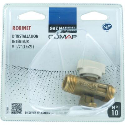 COMAP Robinet d'installation int&eacute;rieur gaz naturel - Gaz de ville - M1/2"" (15x21) - S651009