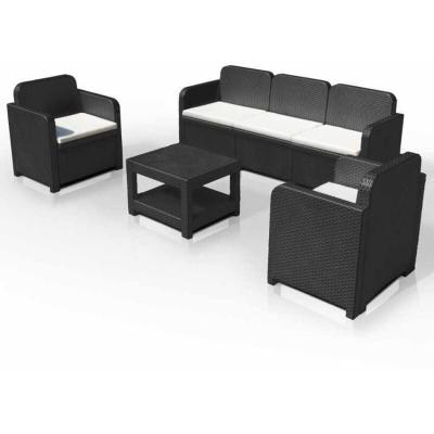 Salon bas de jardin r&eacute;sine inject&eacute;e anthracite Positano, 5 personnes