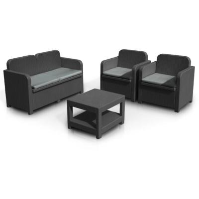 Salon de jardin: 2 fauteuils + 1 table basse GIGLIO coloris gris