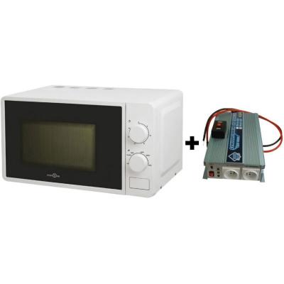 Pack Convertisseur de Tension 12/220V 1200W avec T&eacute;l&eacute;commande - Micro-onde Hign One 220V 20L 700W 