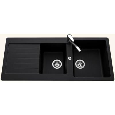 Evier granit noir schock ledis 2 bacs 1 &eacute;gouttoir 