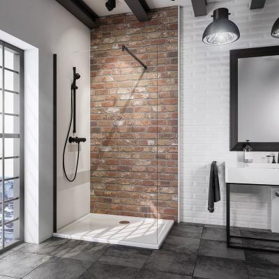 Schulte paroi de douche &agrave; litalienne 120x190 cm  verre 6 mm transparent style industriel noir mat