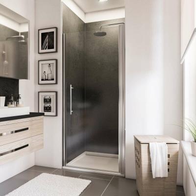 Porte de douche pivotante en niche Schulte NewStyle profil&eacute; aspect chrom&eacute; l.100 x H.192 cm