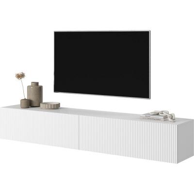 Selsey - veldio - Meuble tv 175 cm blanc avec fa&ccedil;ade frais&eacute;e