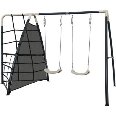 Aire de jeux avec balan&ccedil;oire double et portique Antraciet/cr&egrave;me