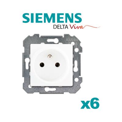 Lot de 6 Prises 2P+T blanc Siemens delta viva Siemens Siemens