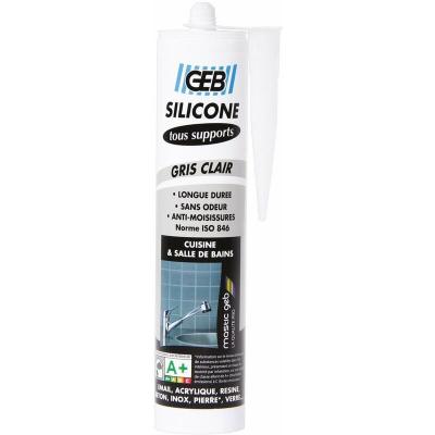 GEB - Silicone tous supports gris cartouche 280 ml gris clair