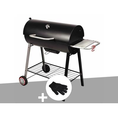 Barbecue &agrave; charbon sur chariot Michigan - Somagic + Gant de protection