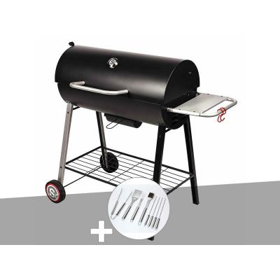 Barbecue &agrave; charbon sur chariot Michigan Somagic Malette de 8 accessoires inox