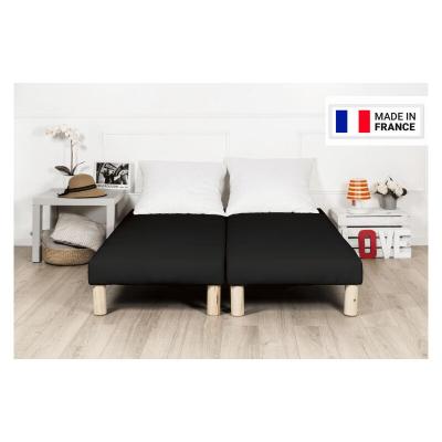 Sommier tapissier 2x80x200 noir (160x200) fabrique en france + pieds