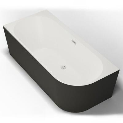 Baignoire semi-&icirc;lot murale CAPRI Noire Mate Gauche 170x76cm, by SPALINA