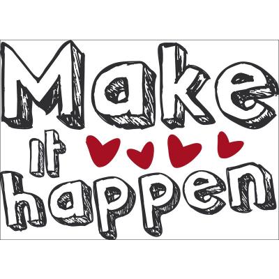 D&eacute;corations murales adh&eacute;sives 48*68 Phrase Make It Happen, Polyvinyle, Multicolore, 48 x 0.1 x 68 cm