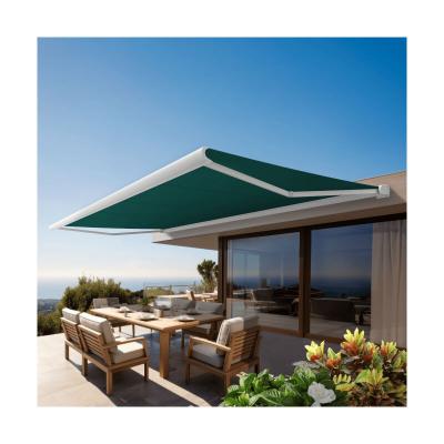 Store banne Coffre PROTECT 2 LED Blanc 4.05x3.5m Motoris&eacute; + LED - Toile Vert