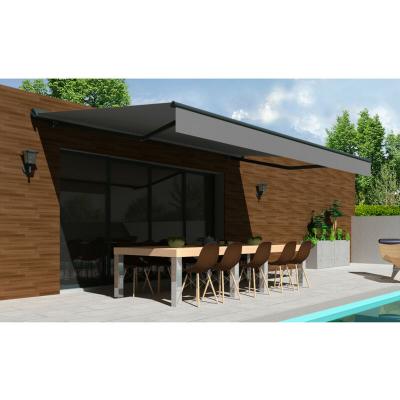 Store banne motoris&eacute; semi coffre 5x3 m gris - Structure grise anthracite - COVER OMBRAZUR