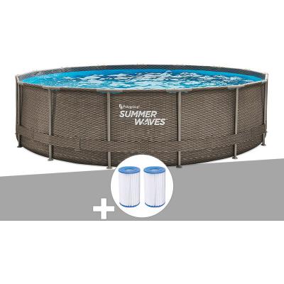 Piscine tubulaire Active Frame Pool ronde effet rotin 4,57 x 1,06 m + 6 cartouches de filtration