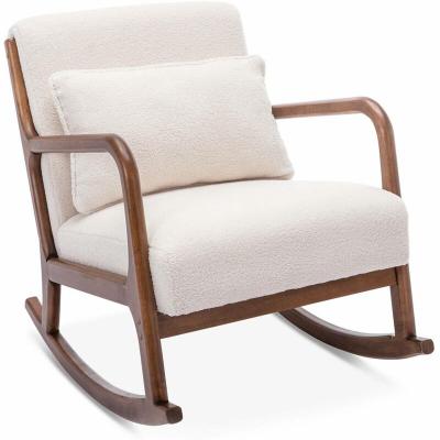 Rocking chair &agrave; bouclettes blanches