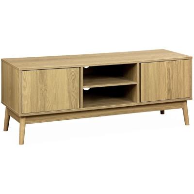 Meuble TV d&eacute;cor bois 2 portes L 120 x l 39 H 48cm - Dune